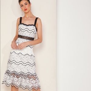 foxiedox Lumma Lace Black & White Midi Dress L